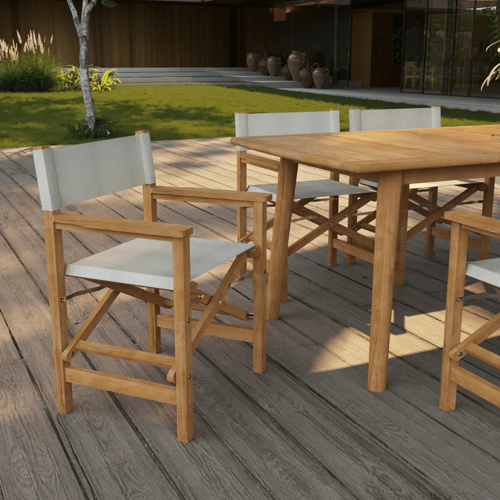 HiTeak Director Teak Patio Family Dining Set 7PC