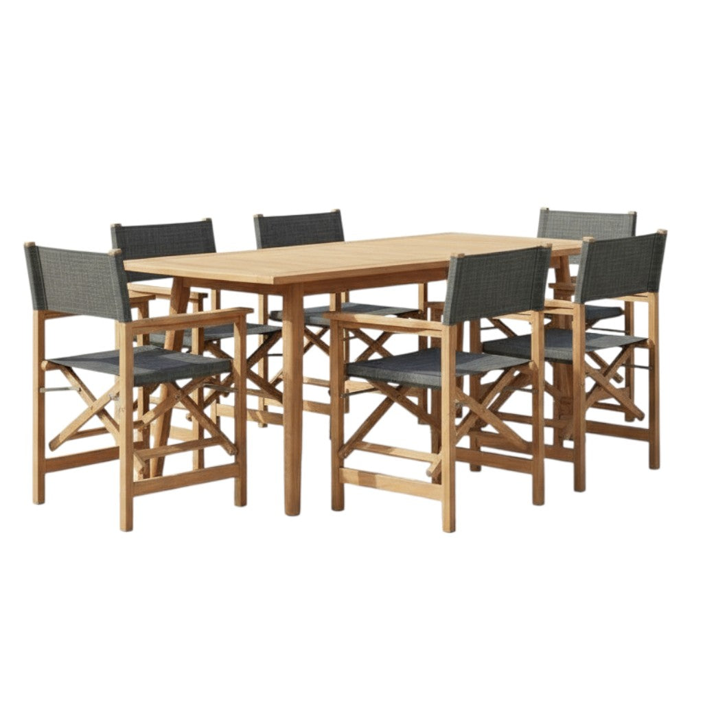 HiTeak Director Teak Patio Family Dining Set 7PC