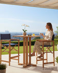HiTeak Director Teak Patio Square Bar Height Dining Set 3PC