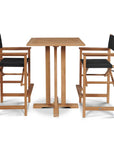 HiTeak Director Teak Patio Square Bar Height Dining Set 3PC