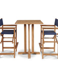 HiTeak Director Teak Patio Square Bar Height Dining Set 3PC