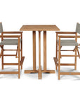 HiTeak Director Teak Patio Square Bar Height Dining Set 3PC