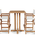 HiTeak Director Teak Patio Square Bar Height Dining Set 3PC