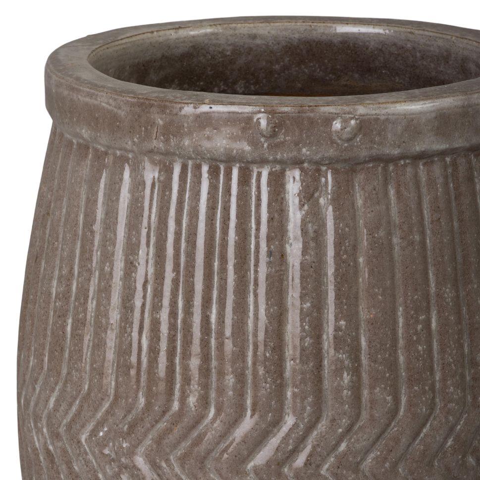 Emissary Dolly Tub Grey Ceramic Outdoor Planter