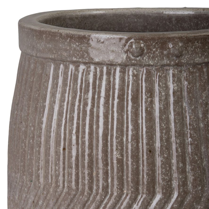 Emissary Dolly Tub Grey Ceramic Outdoor Planter