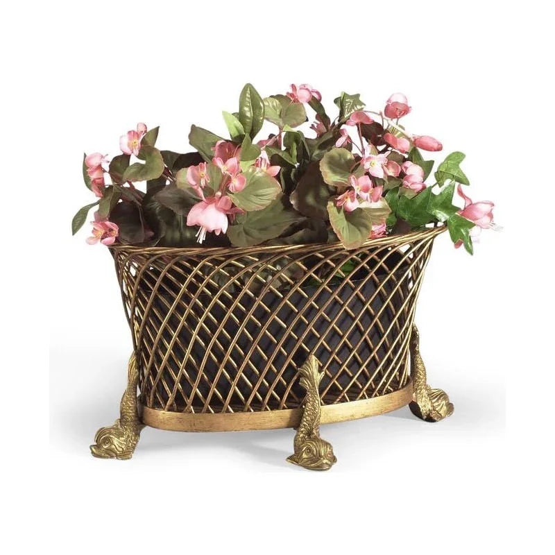 Chelsea House Dolphin Woven Iron Wire Design Planter