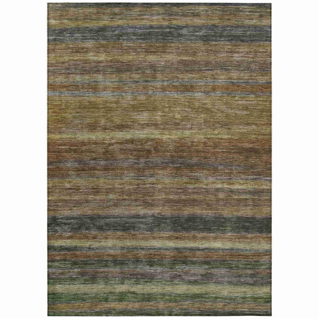 LOOMLAN Rugs Doravine Brown Washable Indoor-Outdoor Rug