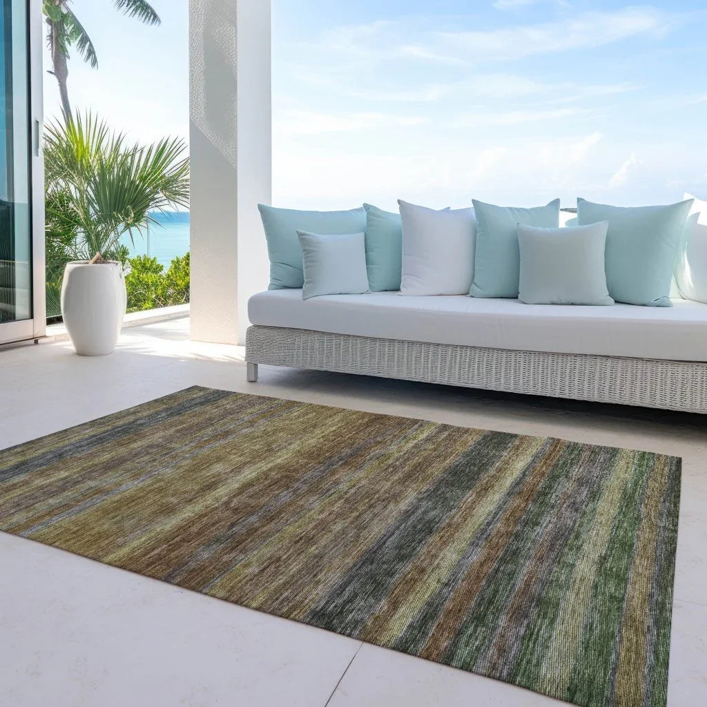 LOOMLAN Rugs Doravine Brown Washable Indoor-Outdoor Rug