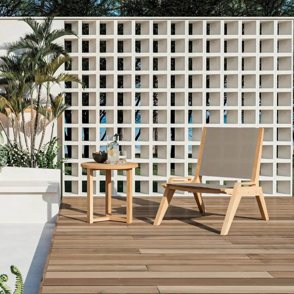 HiTeak Draper Teak Outdoor Sling Chat Chair