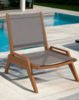 Draper Teak Outdoor Sling Chat Chair-Outdoor Accent Chairs-HiTeak-LOOMLAN