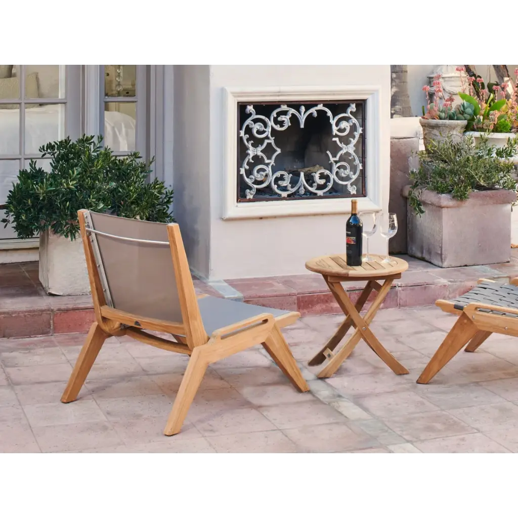 HiTeak Draper Teak Outdoor Sling Chat Chair