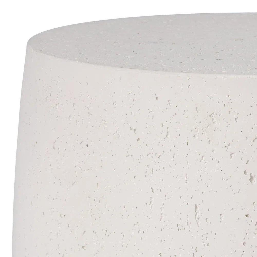 Emissary Drum 18 in. Round Chalk White Terrazzo Garden Stool
