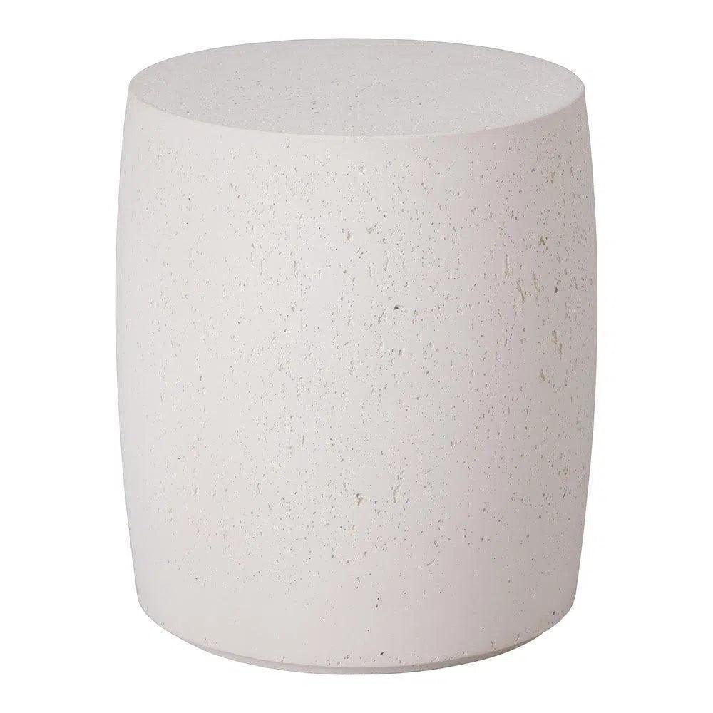 Emissary Drum 18 in. Round Chalk White Terrazzo Garden Stool