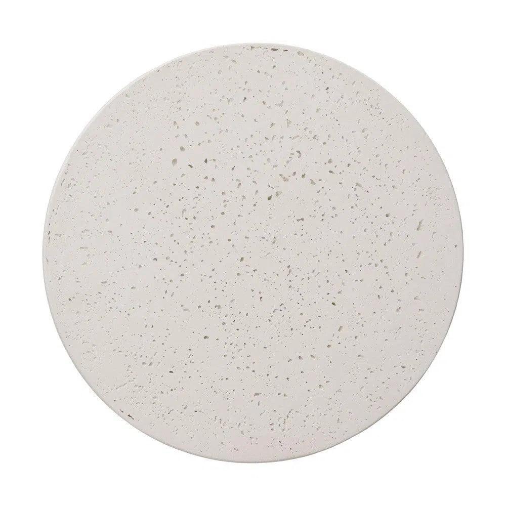 Emissary Drum 18 in. Round Chalk White Terrazzo Garden Stool