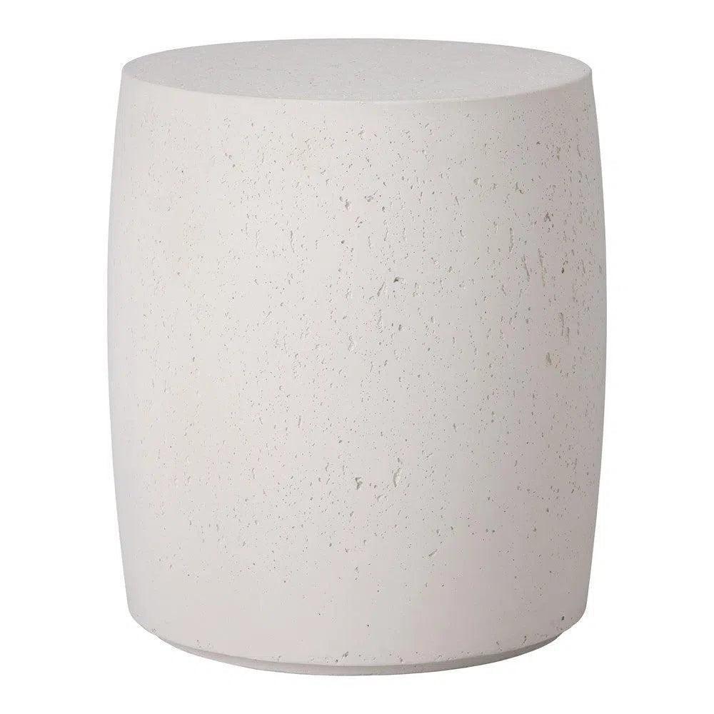 Emissary Drum 18 in. Round Chalk White Terrazzo Garden Stool