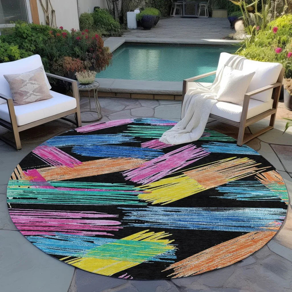 LOOMLAN Rugs Elain Black Washable Indoor-Outdoor Rug
