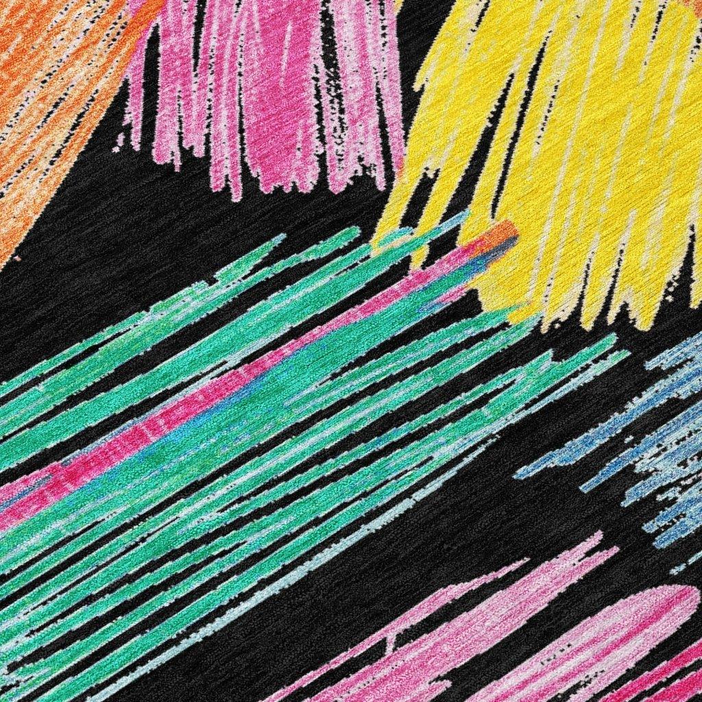 LOOMLAN Rugs Elain Black Washable Indoor-Outdoor Rug