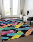 LOOMLAN Rugs Elain Black Washable Indoor-Outdoor Rug