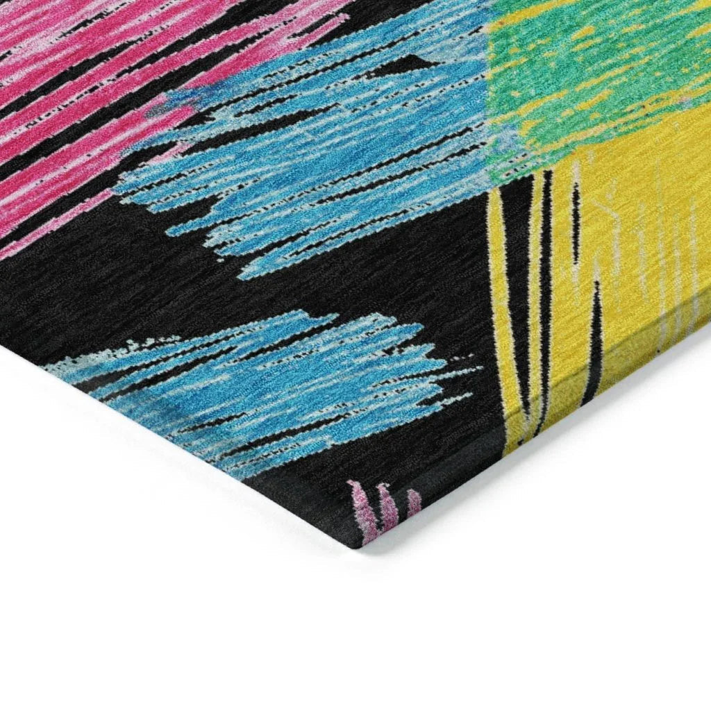 LOOMLAN Rugs Elain Black Washable Indoor-Outdoor Rug