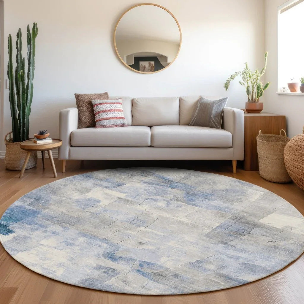 LOOMLAN Rugs Elanor Blue Washable Indoor-Outdoor Rug