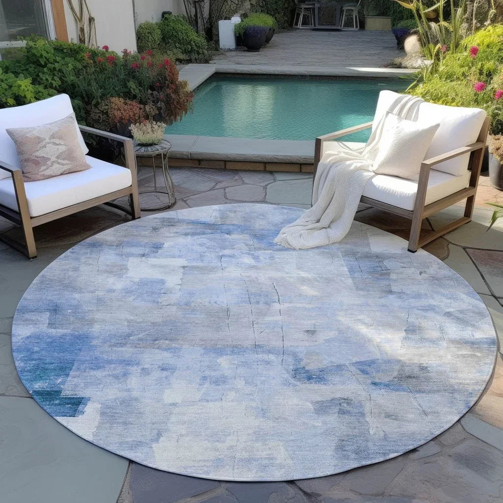 LOOMLAN Rugs Elanor Blue Washable Indoor-Outdoor Rug