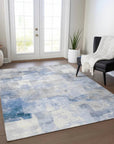 LOOMLAN Rugs Elanor Blue Washable Indoor-Outdoor Rug