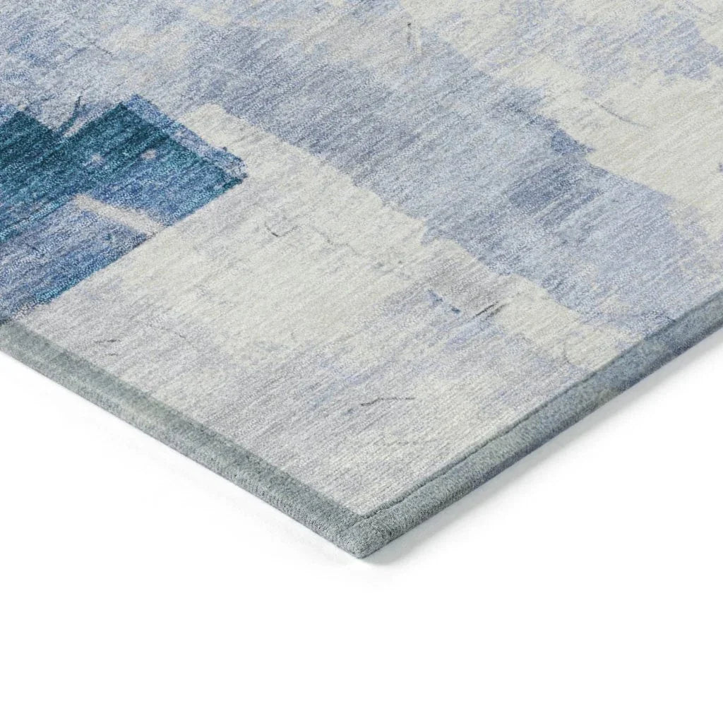 LOOMLAN Rugs Elanor Blue Washable Indoor-Outdoor Rug