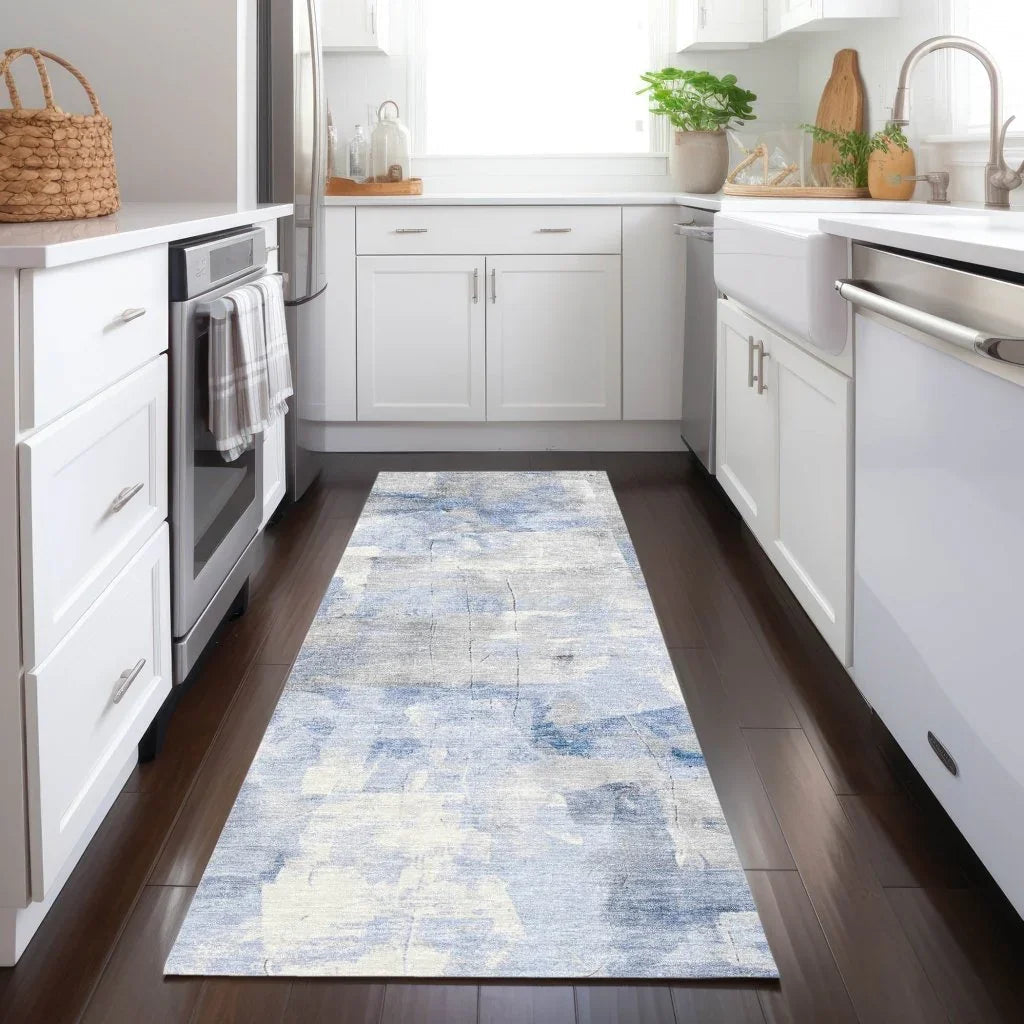 LOOMLAN Rugs Elanor Blue Washable Indoor-Outdoor Rug