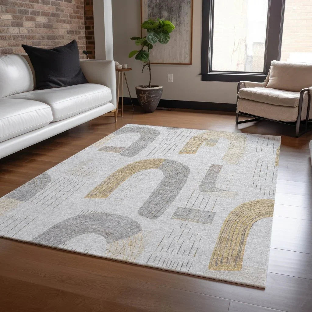 LOOMLAN Rugs Elas Gray Washable Indoor-Outdoor Rug