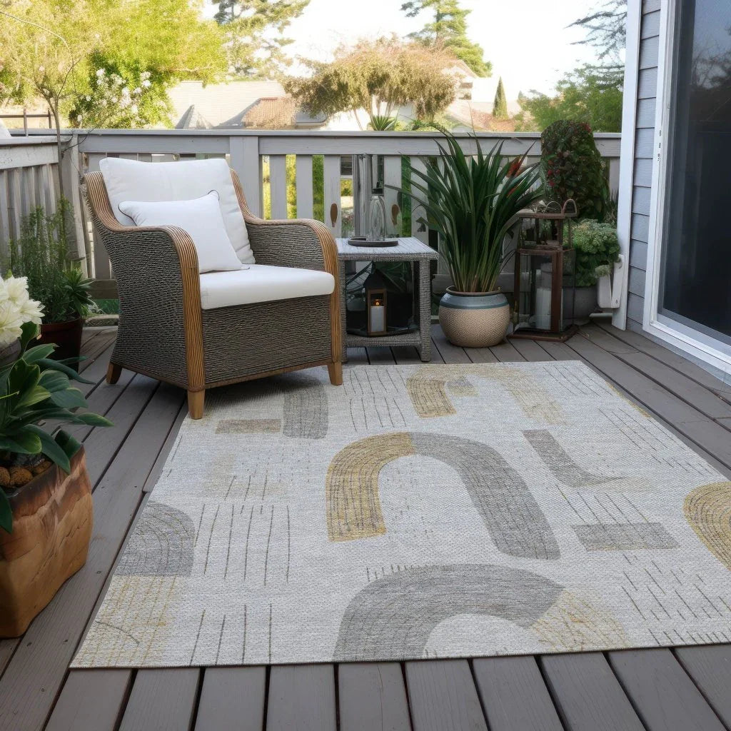 LOOMLAN Rugs Elas Gray Washable Indoor-Outdoor Rug