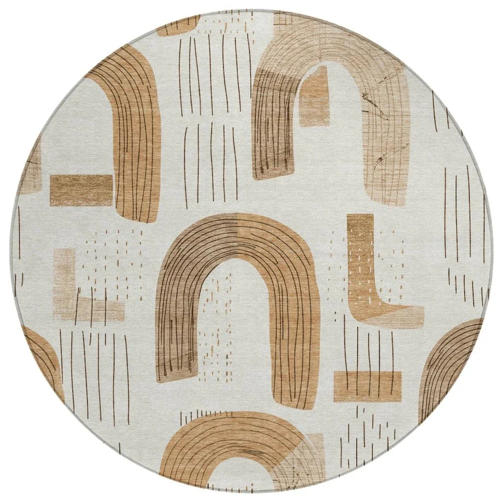 LOOMLAN Rugs Elas Ivory Washable Indoor-Outdoor Rug