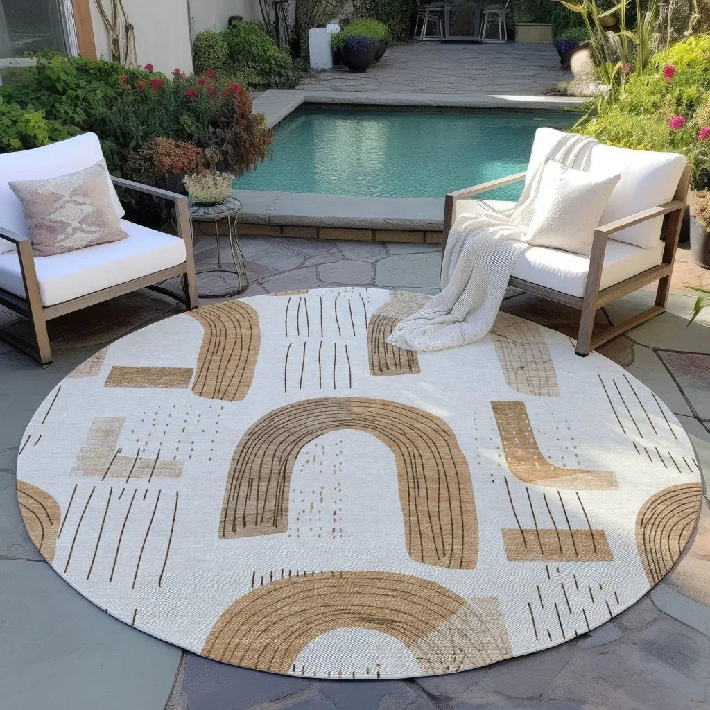 LOOMLAN Rugs Elas Ivory Washable Indoor-Outdoor Rug