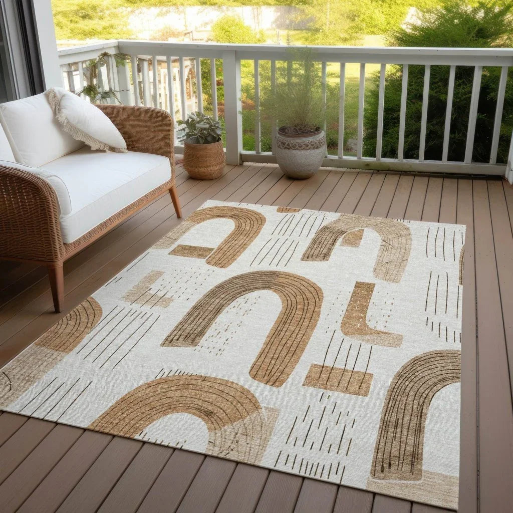 LOOMLAN Rugs Elas Ivory Washable Indoor-Outdoor Rug