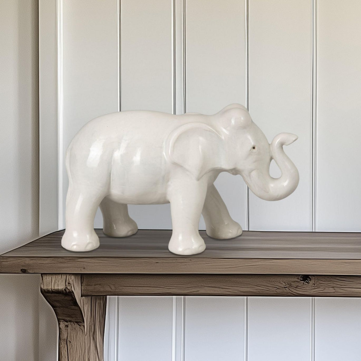 Emissary Elephant Moon White Ceramic Sculpture