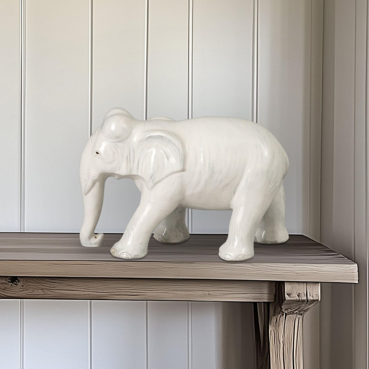 Emissary Elephant Moon White Ceramic Sculpture