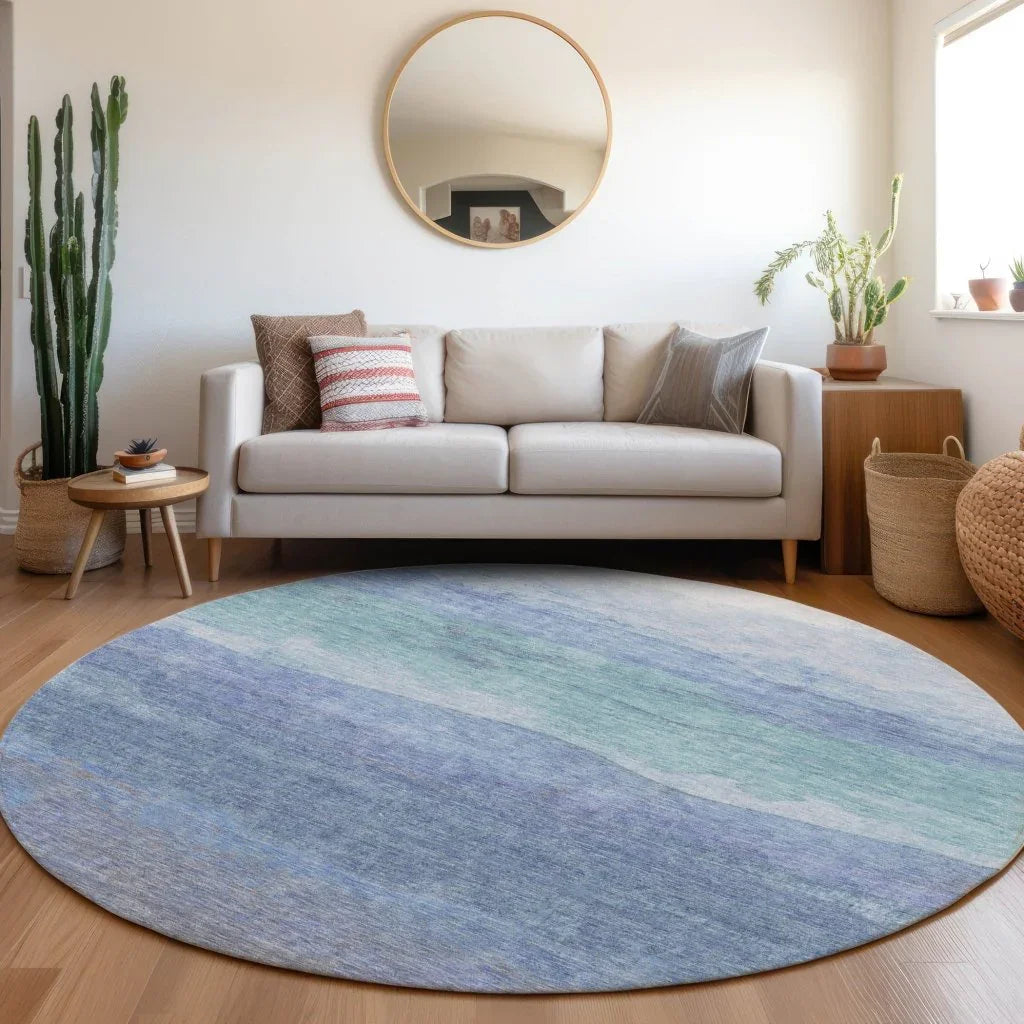 LOOMLAN Rugs Elien Blue Washable Indoor-Outdoor Rug