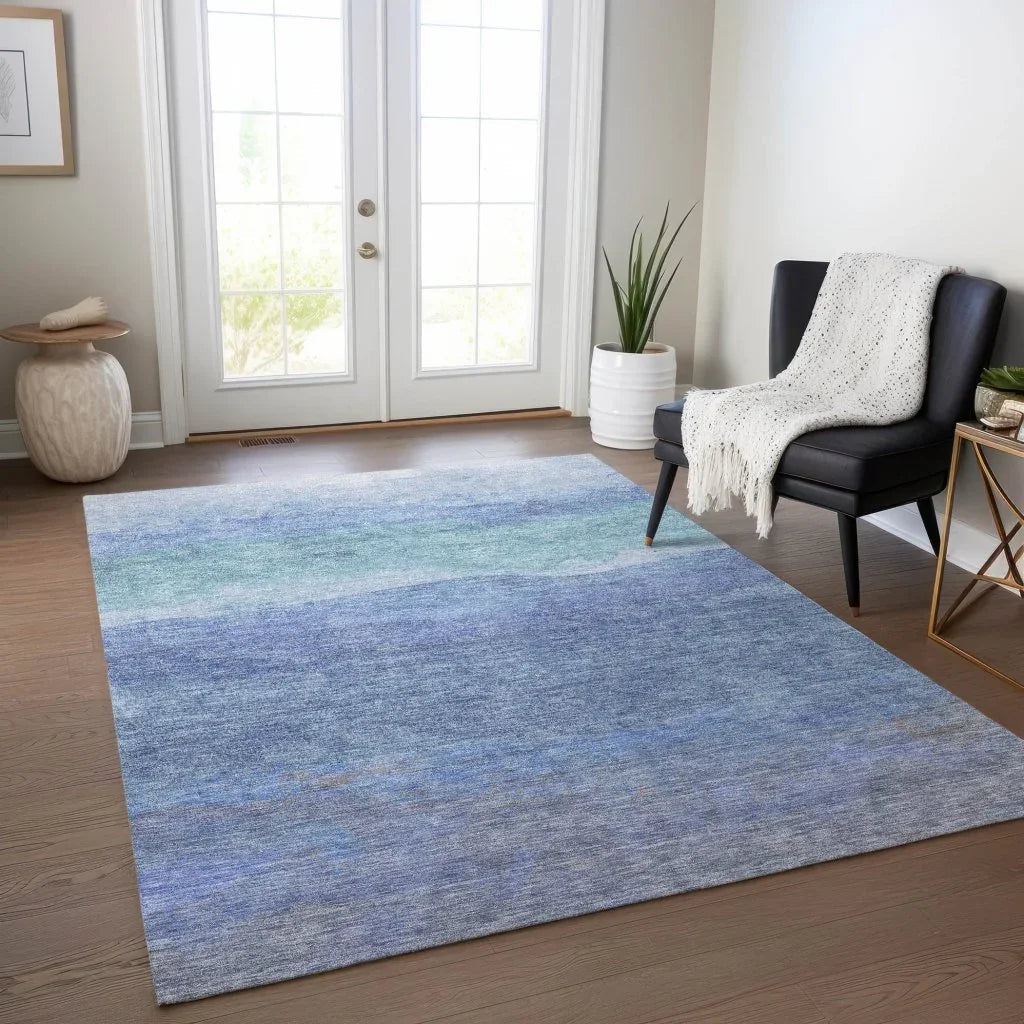 LOOMLAN Rugs Elien Blue Washable Indoor-Outdoor Rug