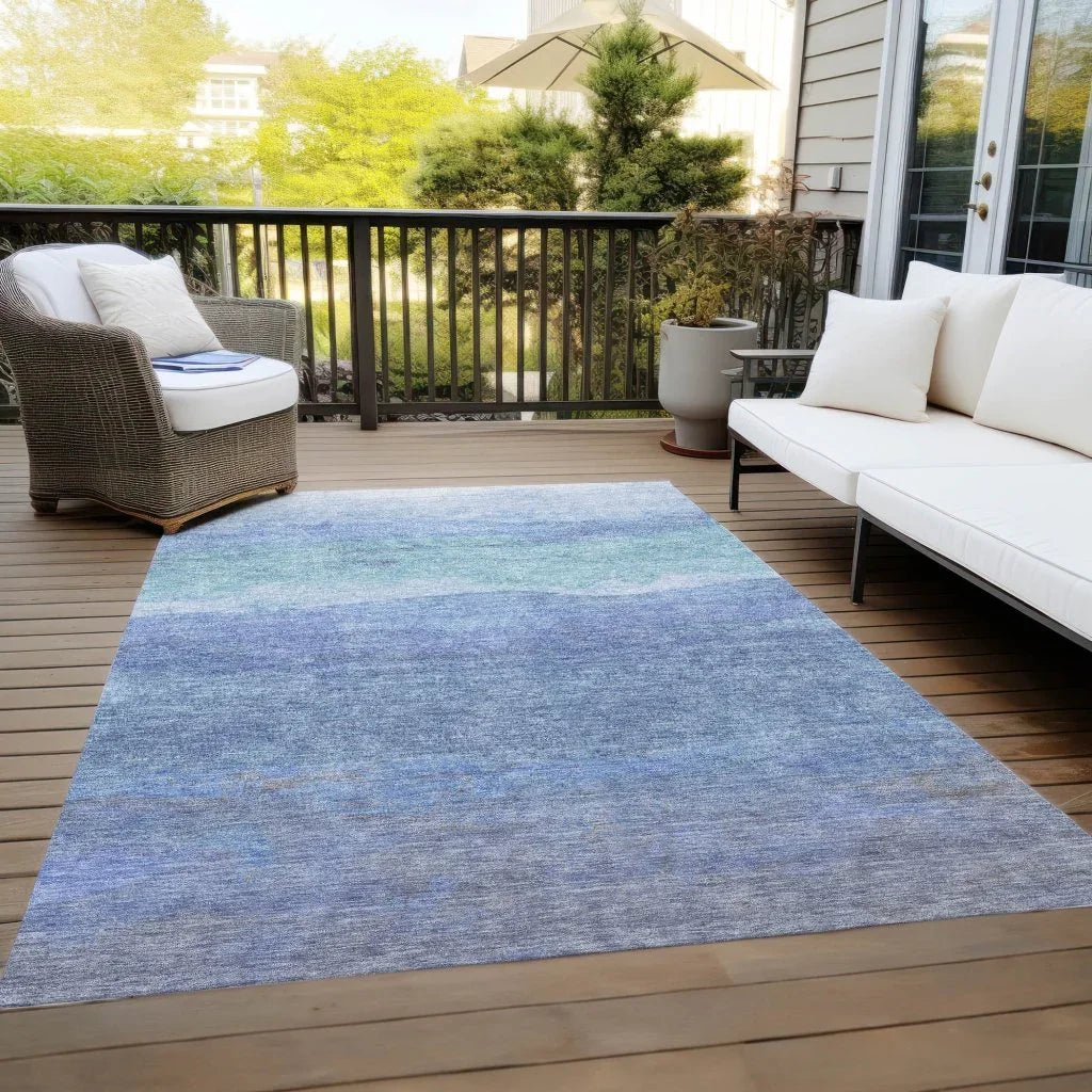 LOOMLAN Rugs Elien Blue Washable Indoor-Outdoor Rug