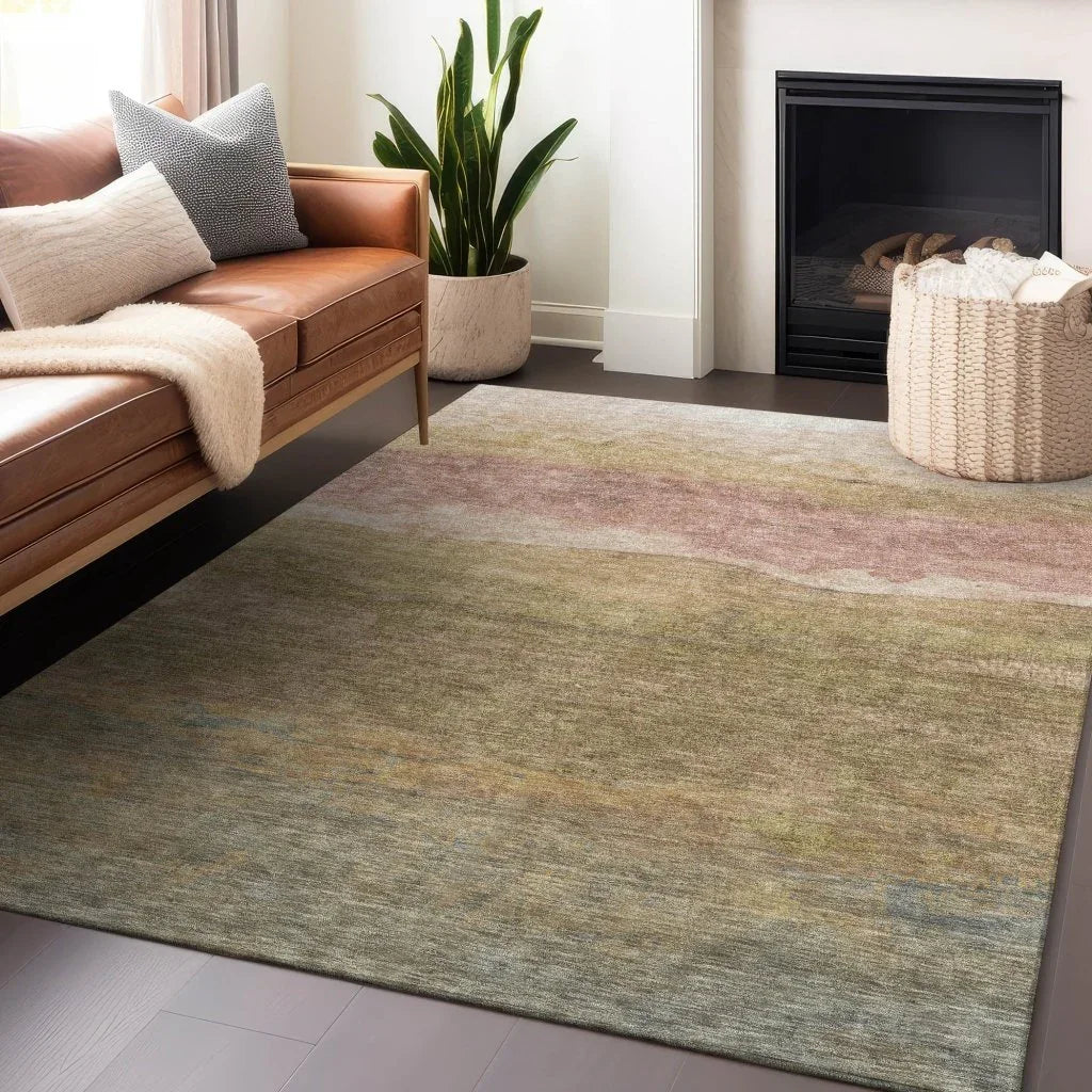 LOOMLAN Rugs Elien Brown Washable Indoor-Outdoor Rug
