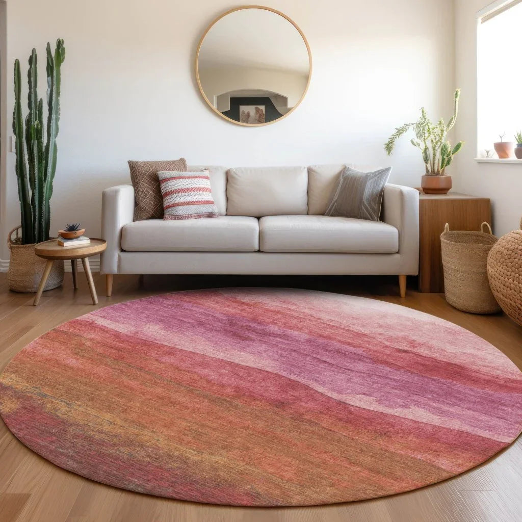 LOOMLAN Rugs Elien Pink Washable Indoor-Outdoor Rug