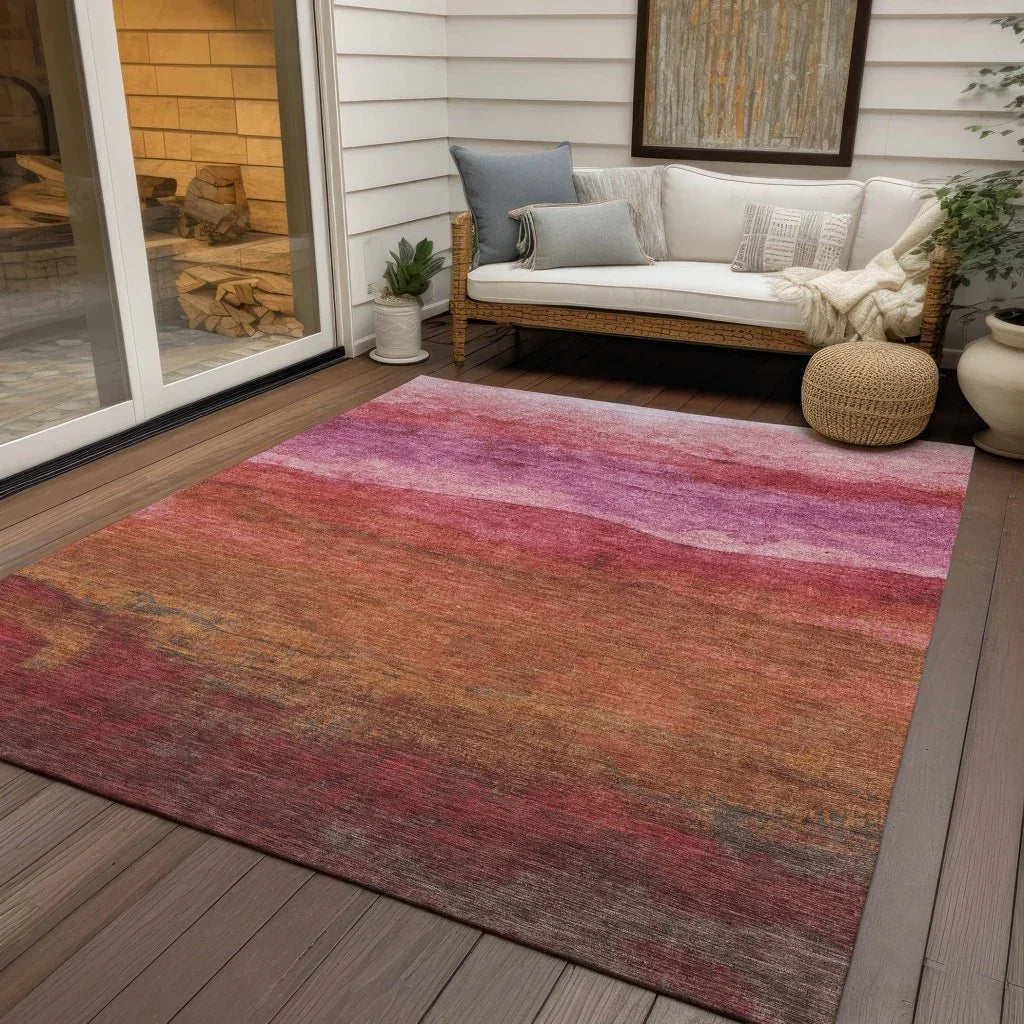 LOOMLAN Rugs Elien Pink Washable Indoor-Outdoor Rug
