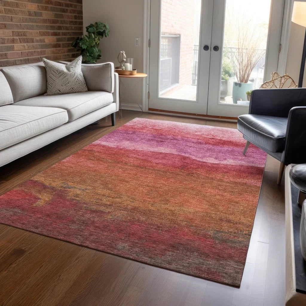 LOOMLAN Rugs Elien Pink Washable Indoor-Outdoor Rug