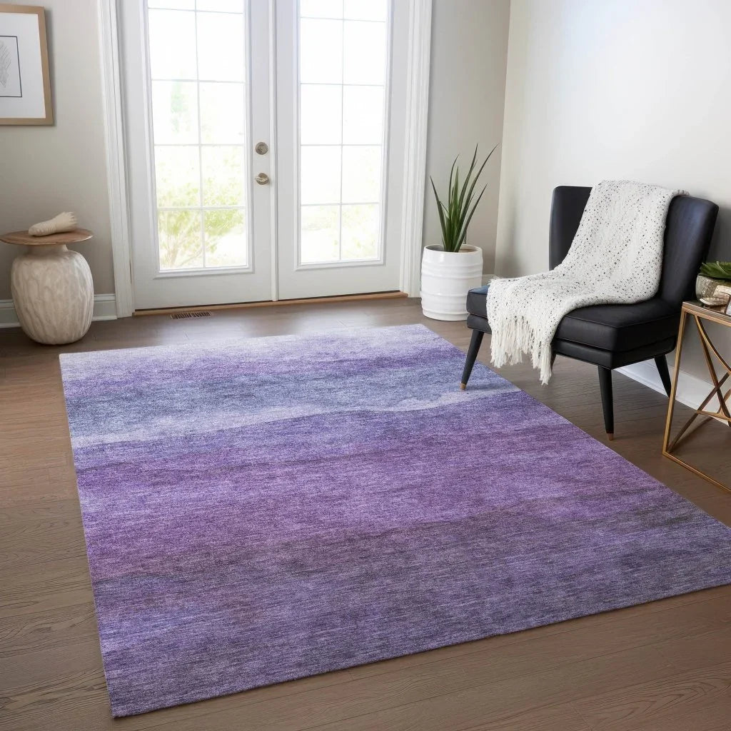 LOOMLAN Rugs Elien Purple Washable Indoor-Outdoor Rug