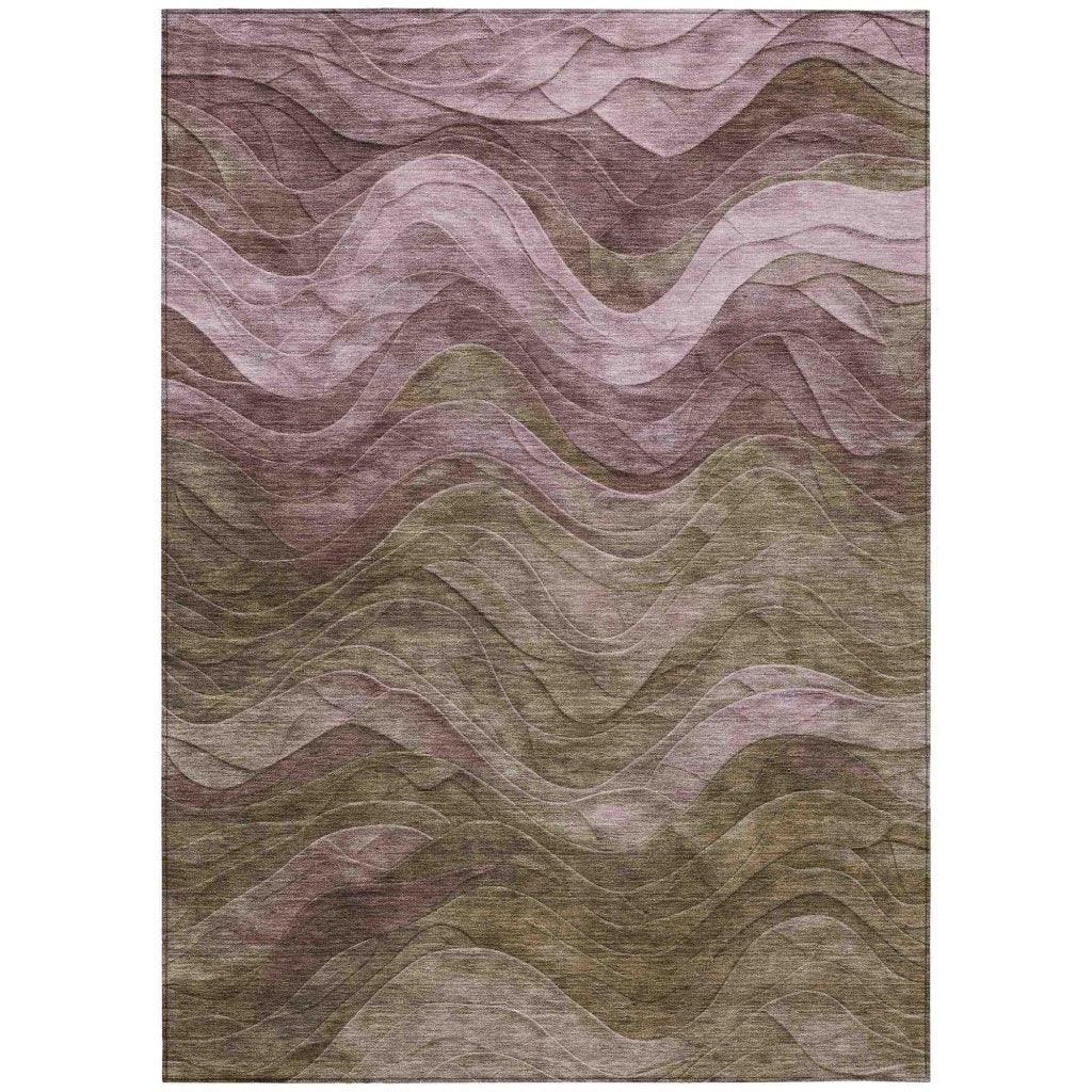 LOOMLAN Rugs Elion Brown Washable Indoor-Outdoor Rug