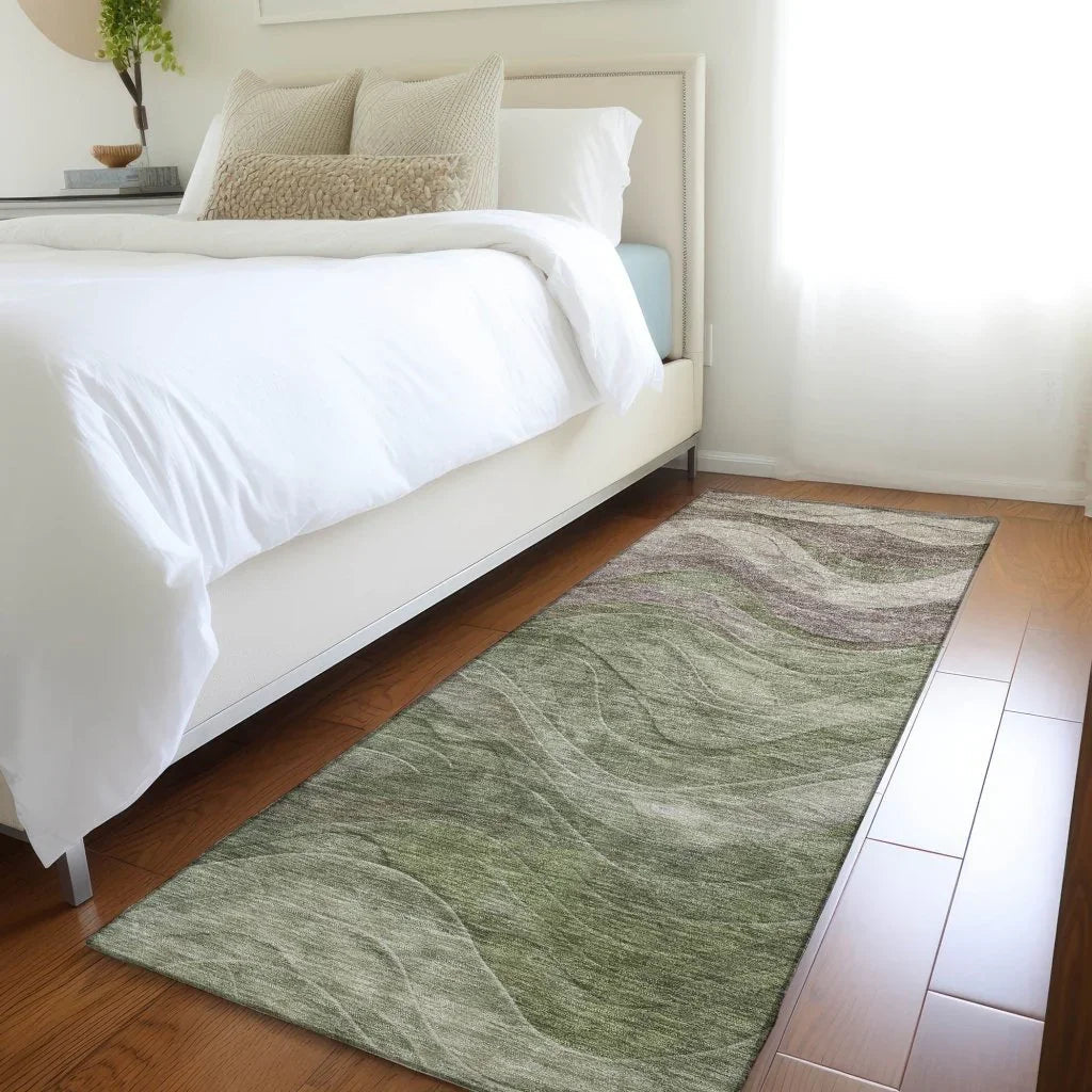 LOOMLAN Rugs Elion Green Washable Indoor-Outdoor Rug