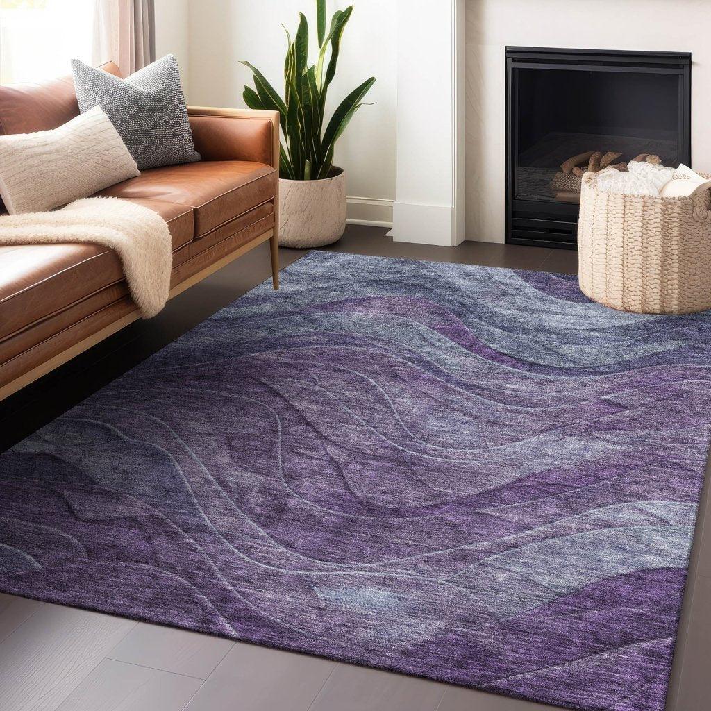 LOOMLAN Rugs Elion Purple Washable Indoor-Outdoor Rug