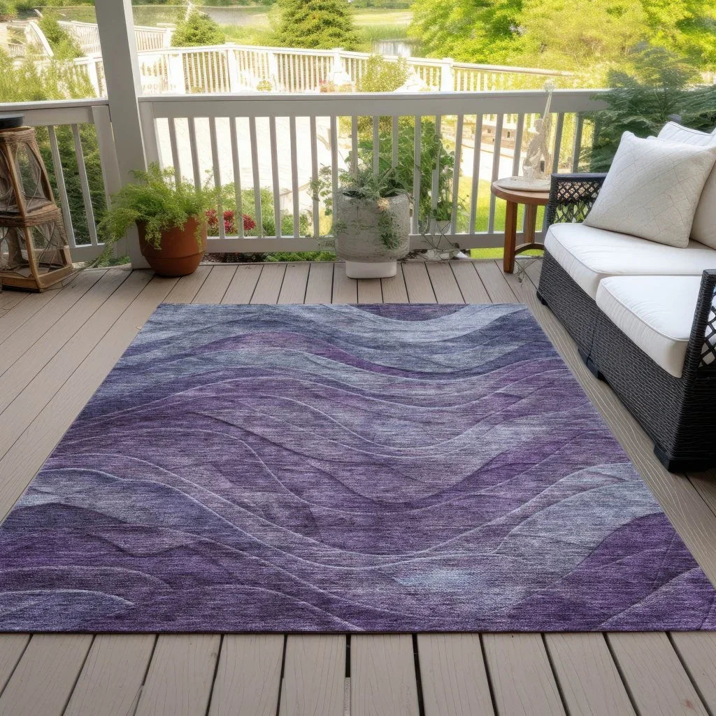 LOOMLAN Rugs Elion Purple Washable Indoor-Outdoor Rug