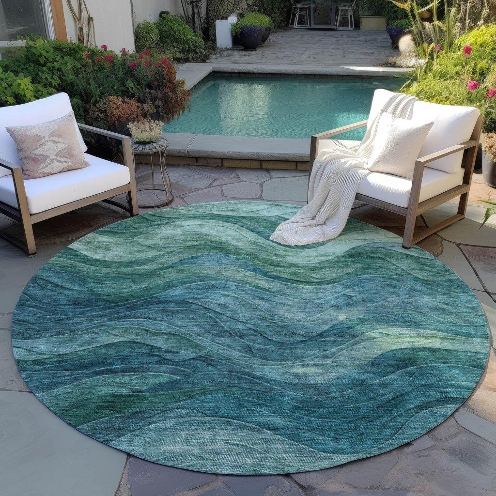 LOOMLAN Rugs Elion Teal Washable Indoor-Outdoor Rug