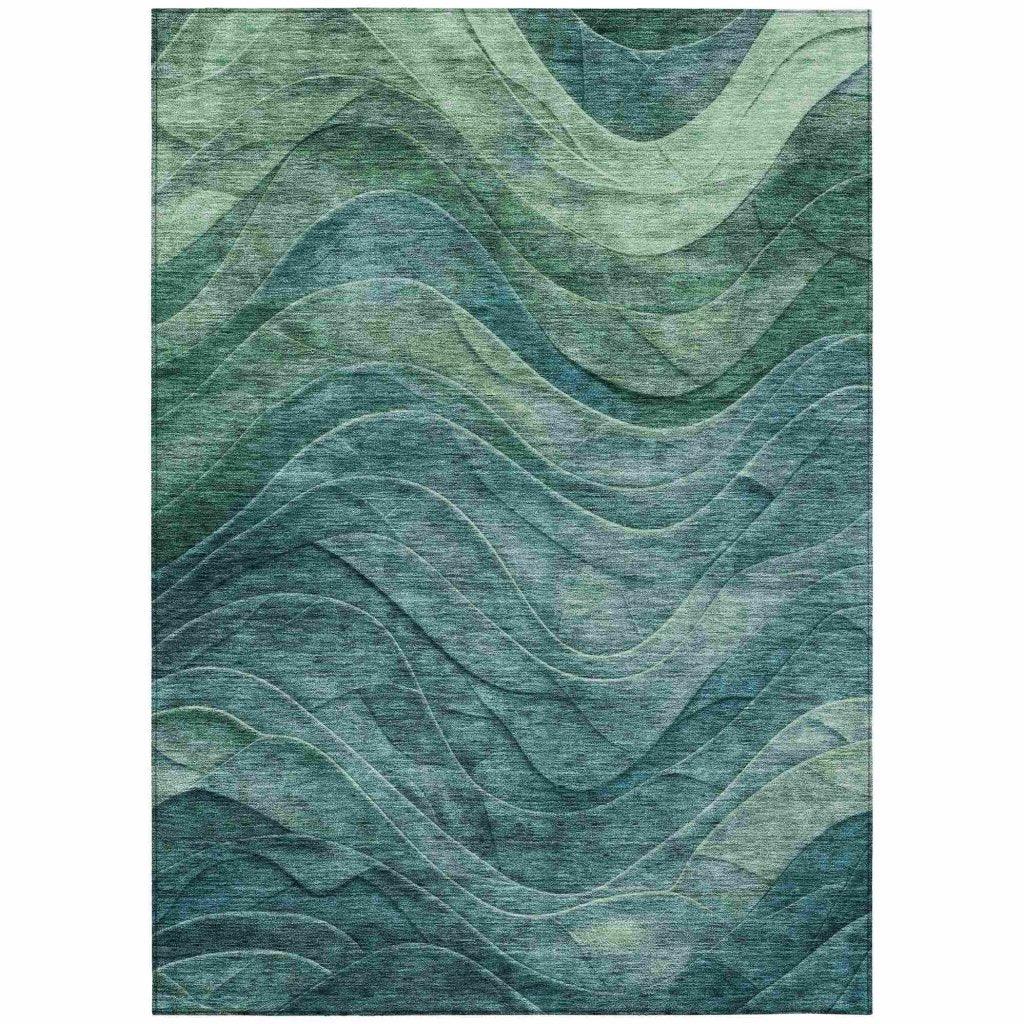 LOOMLAN Rugs Elion Teal Washable Indoor-Outdoor Rug