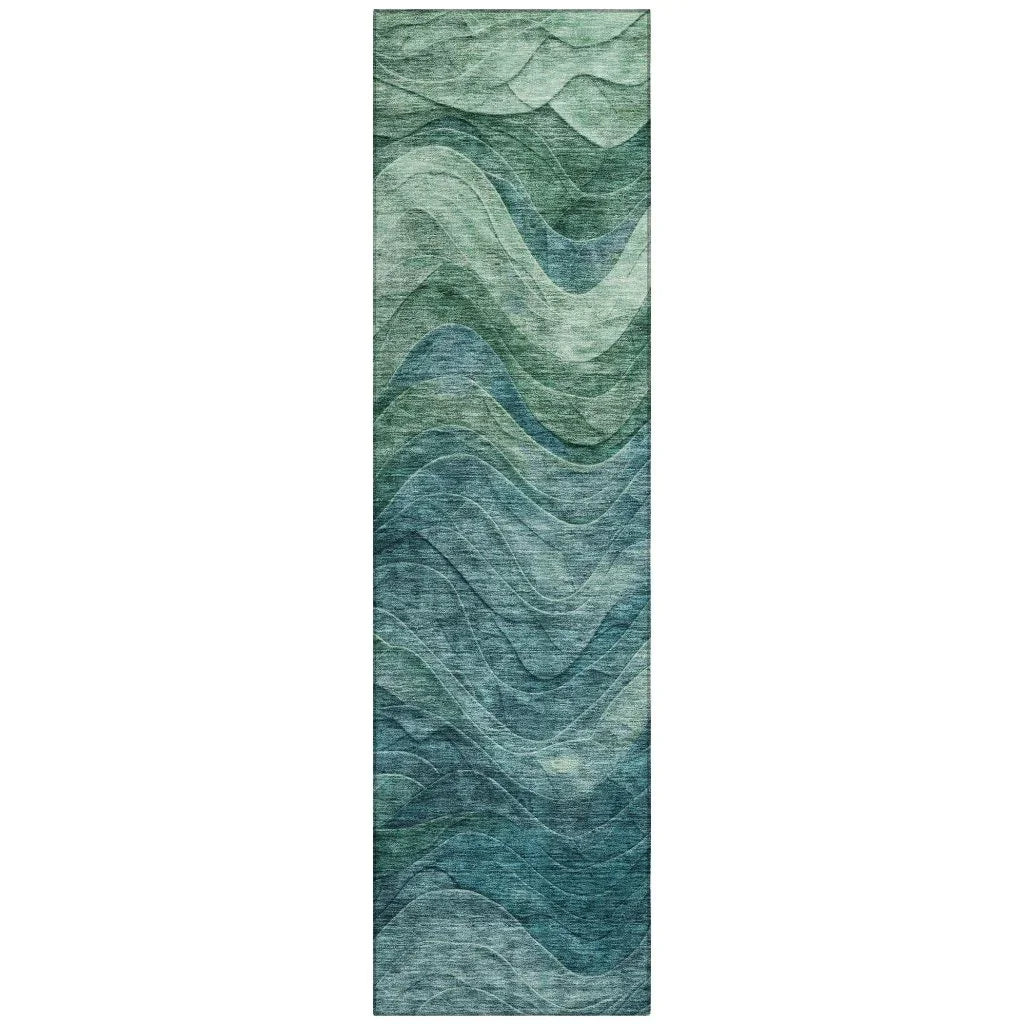 LOOMLAN Rugs Elion Teal Washable Indoor-Outdoor Rug